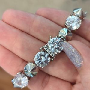 Noir Silver and Crystal Studded Punk Bracelet